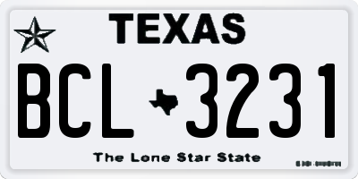 TX license plate BCL3231