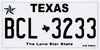 TX license plate BCL3233