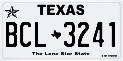 TX license plate BCL3241
