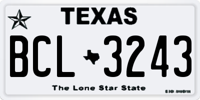 TX license plate BCL3243