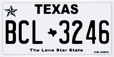 TX license plate BCL3246