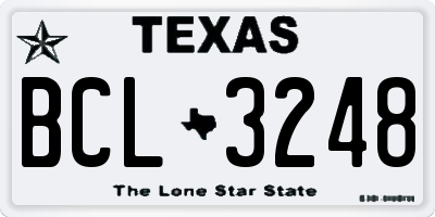 TX license plate BCL3248