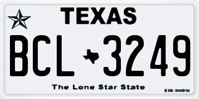 TX license plate BCL3249