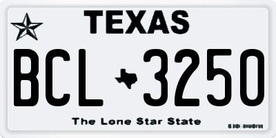TX license plate BCL3250