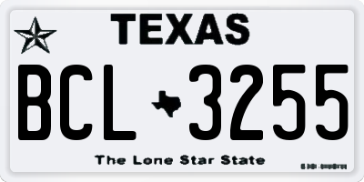 TX license plate BCL3255