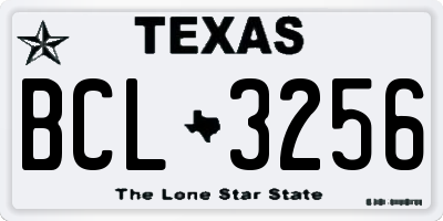TX license plate BCL3256