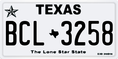 TX license plate BCL3258