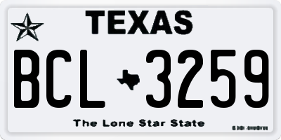 TX license plate BCL3259