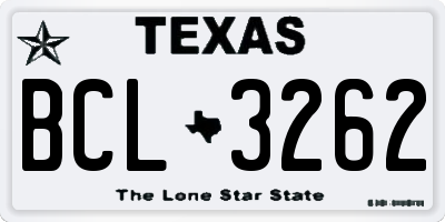 TX license plate BCL3262