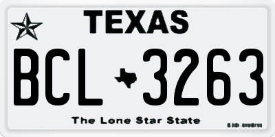 TX license plate BCL3263