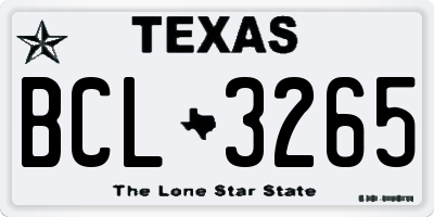 TX license plate BCL3265
