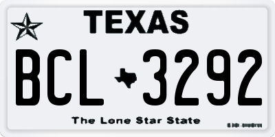 TX license plate BCL3292