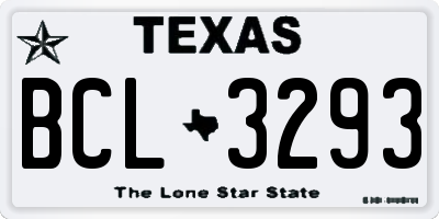 TX license plate BCL3293