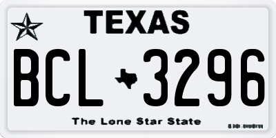 TX license plate BCL3296