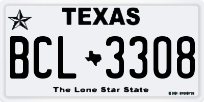 TX license plate BCL3308