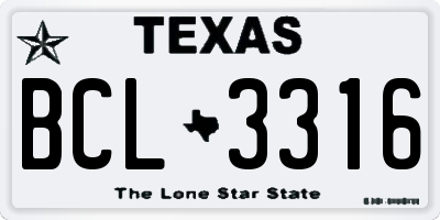 TX license plate BCL3316