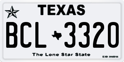 TX license plate BCL3320