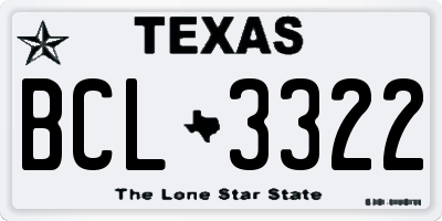 TX license plate BCL3322