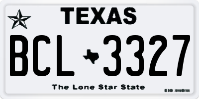 TX license plate BCL3327