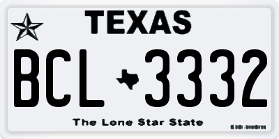 TX license plate BCL3332
