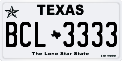 TX license plate BCL3333