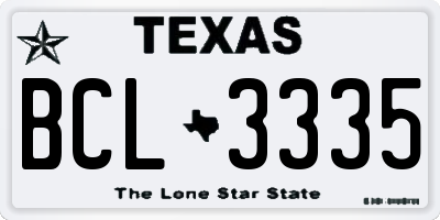 TX license plate BCL3335