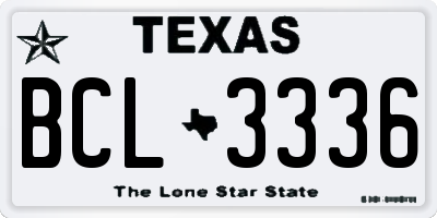 TX license plate BCL3336