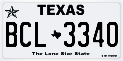 TX license plate BCL3340