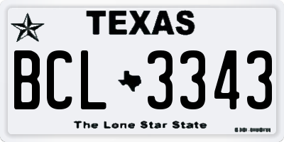 TX license plate BCL3343