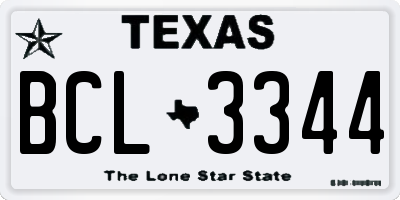 TX license plate BCL3344