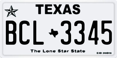 TX license plate BCL3345