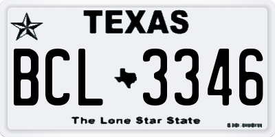 TX license plate BCL3346