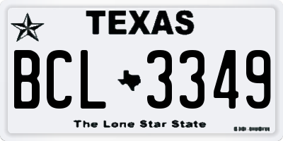 TX license plate BCL3349