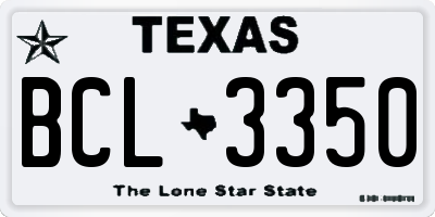 TX license plate BCL3350
