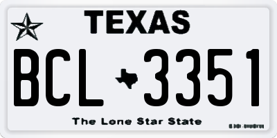 TX license plate BCL3351