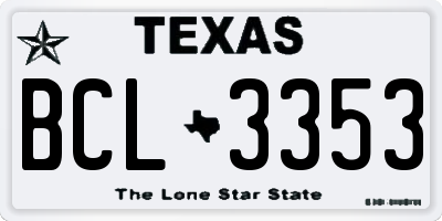 TX license plate BCL3353