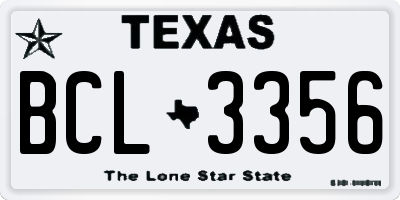 TX license plate BCL3356