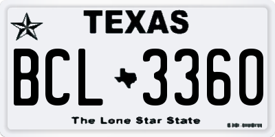 TX license plate BCL3360