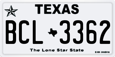 TX license plate BCL3362