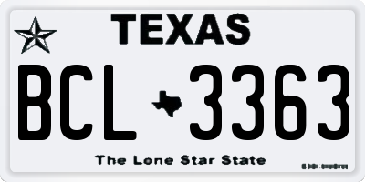 TX license plate BCL3363