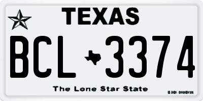 TX license plate BCL3374