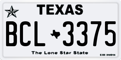 TX license plate BCL3375