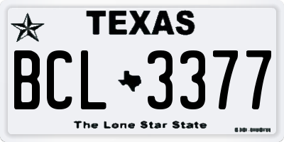 TX license plate BCL3377