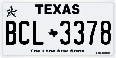 TX license plate BCL3378