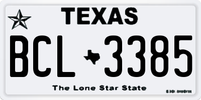 TX license plate BCL3385
