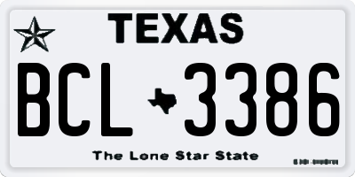 TX license plate BCL3386