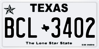 TX license plate BCL3402
