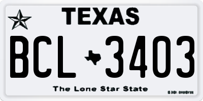 TX license plate BCL3403