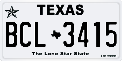 TX license plate BCL3415