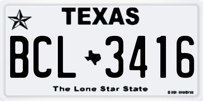 TX license plate BCL3416